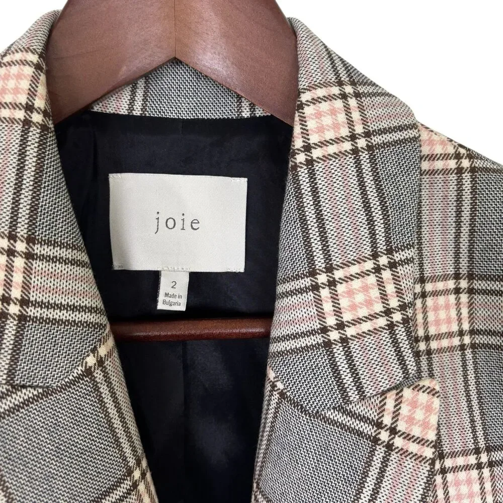 Joie Anilah Plaid Blazer Blue & Pink Women’s Size 2 MSRP: $328 - Picture 6 of 8